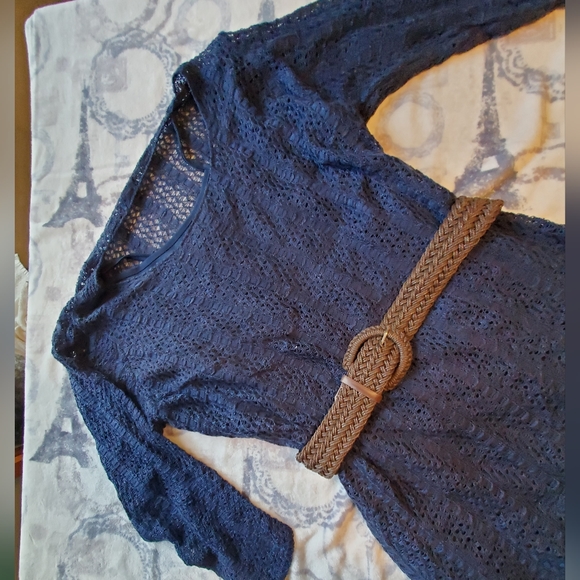 Maurices gorgeous blue crochet over lined dress. - Picture 4 of 11